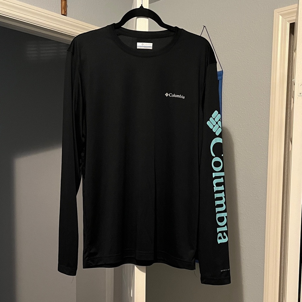 Columbia Black Long Sleeve Tee with Blue Logo